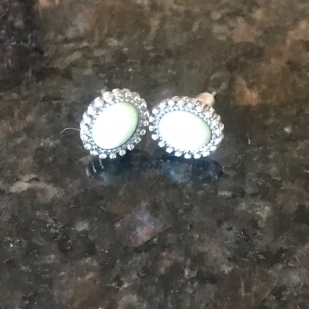 Women's Oval Teal Earrings with CZs